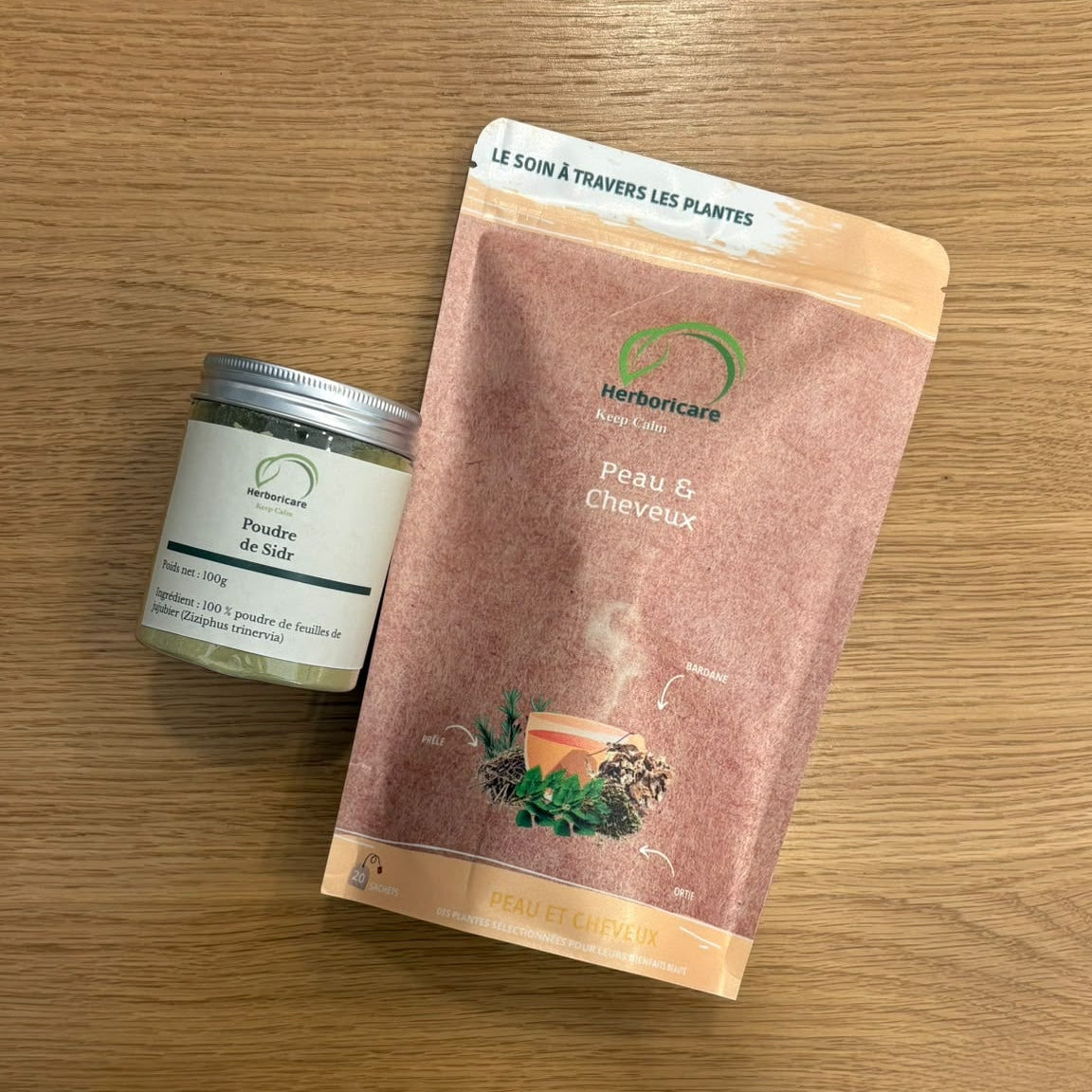 Coffret beauté naturel Herboricare – soin peau et cheveux (Poudre de Sidr + infusion), herboristerie à Cannes