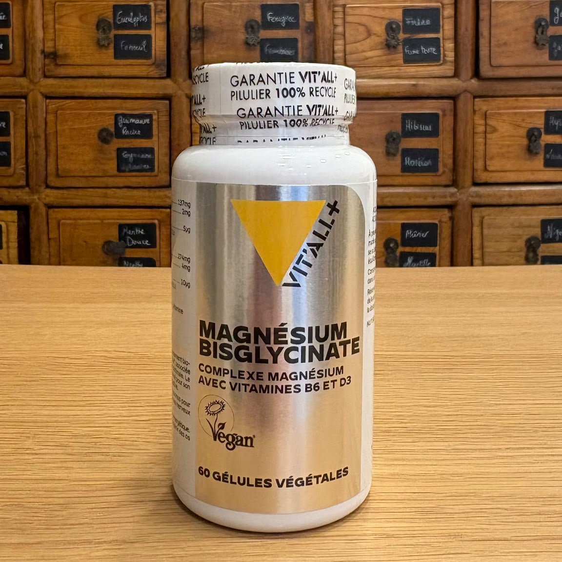 Complexe Magnésium bisglycinate B6 et D3 VIT'ALL+, 60 gélules