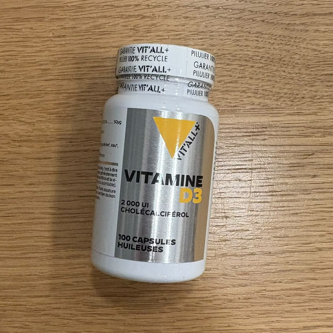 Vitamine D3 800 UI gélules végétales VIT'ALL+ — étiquette et dosage