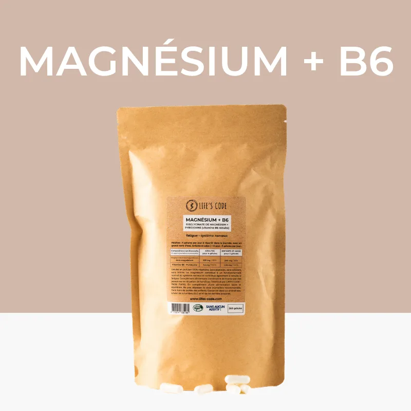Sachet kraft Magnésium + B6 bisglycinate chélaté Life's Code – 360 gélules